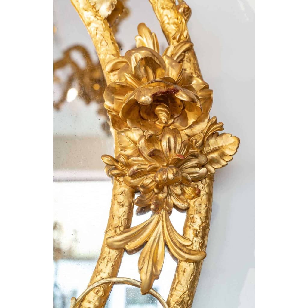 Miroir ovale en bois et stuc doré à double teinte, Napoléon III | Biron Miroir ovale en bois et stuc doré à double teinte, Napoléon III