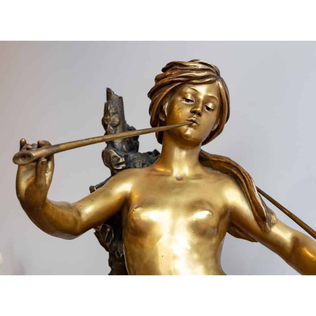 La muse des bois, bronze signé Albert Lefeuvre, Début XXème siècle | Biron La muse des bois, bronze signé Albert Lefeuvre, Début XXème siècle
