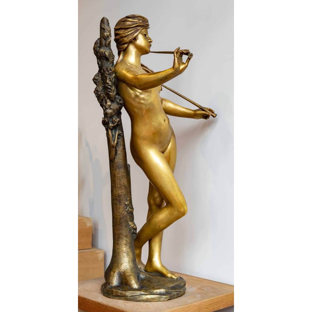 La muse des bois, bronze signé Albert Lefeuvre, Début XXème siècle | Biron La muse des bois, bronze signé Albert Lefeuvre, Début XXème siècle