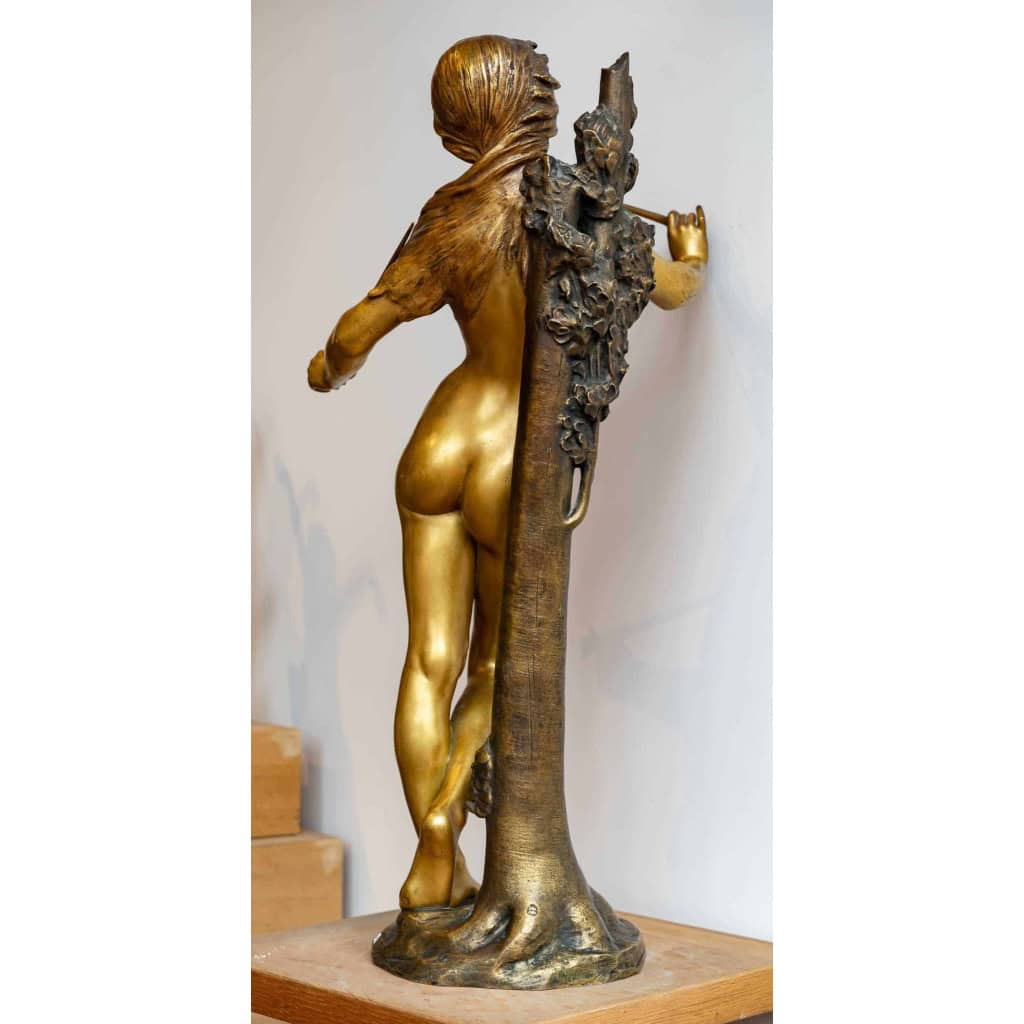 La muse des bois, bronze signé Albert Lefeuvre, Début XXème siècle | Biron La muse des bois, bronze signé Albert Lefeuvre, Début XXème siècle