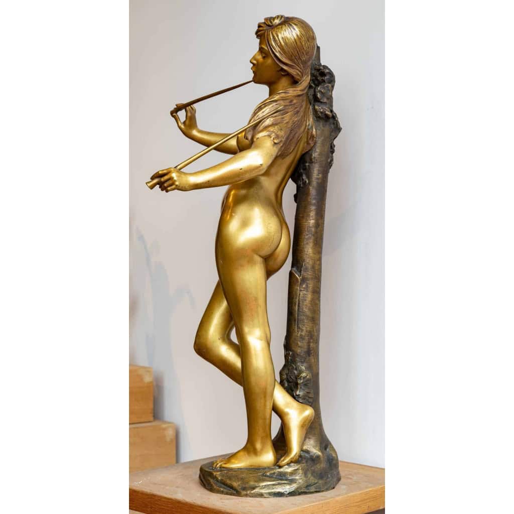 La muse des bois, bronze signé Albert Lefeuvre, Début XXème siècle | Biron La muse des bois, bronze signé Albert Lefeuvre, Début XXème siècle