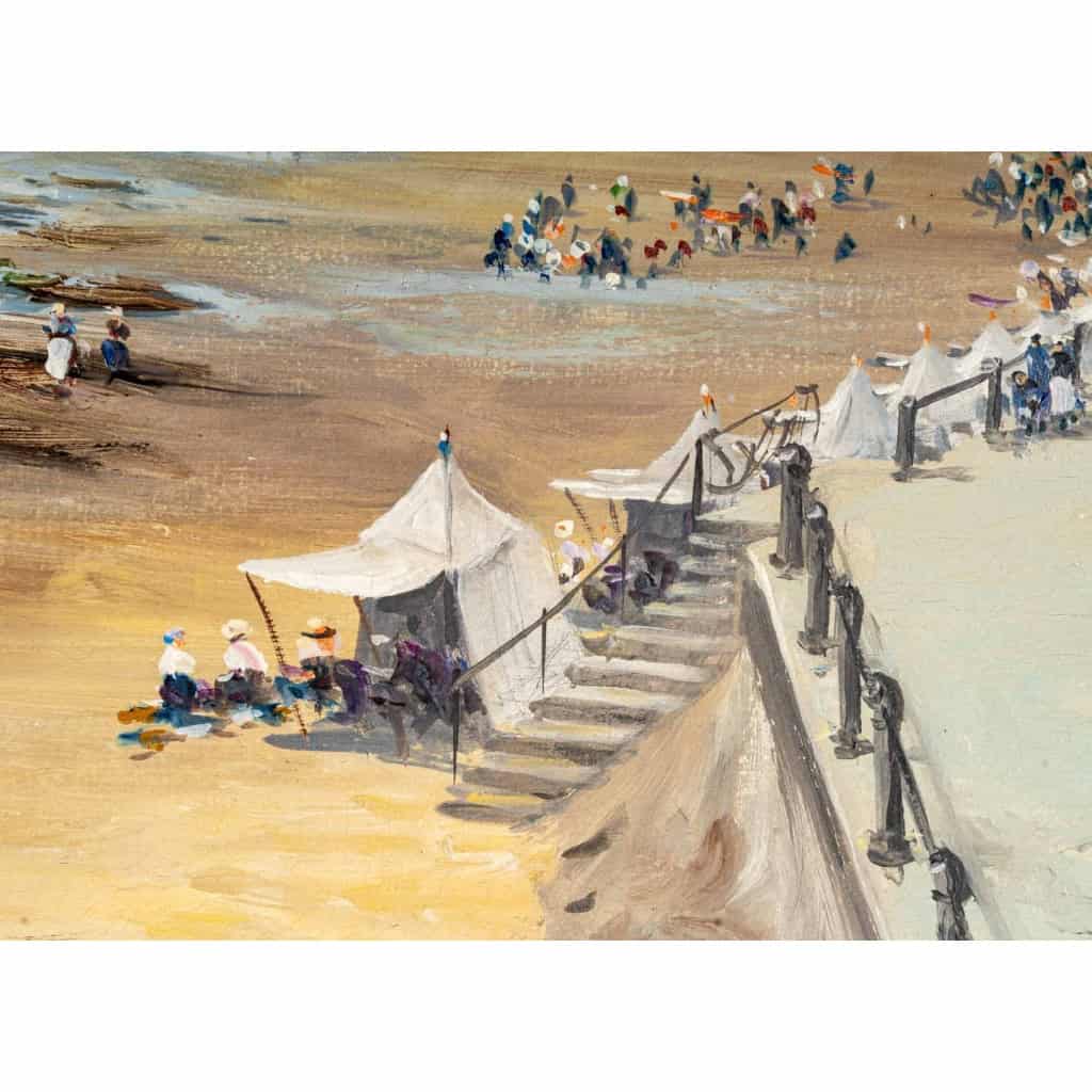 Huile sur toile représentant une vue des sables d’Olonne à marée basse, signée G. Augizau, XXème siècle | Biron Huile sur toile représentant une vue des sables d'Olonne à marée basse, signée G. Augizau, XXème siècle