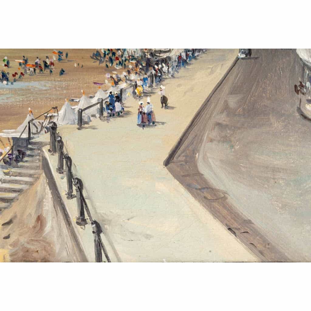 Huile sur toile représentant une vue des sables d’Olonne à marée basse, signée G. Augizau, XXème siècle | Biron Huile sur toile représentant une vue des sables d'Olonne à marée basse, signée G. Augizau, XXème siècle