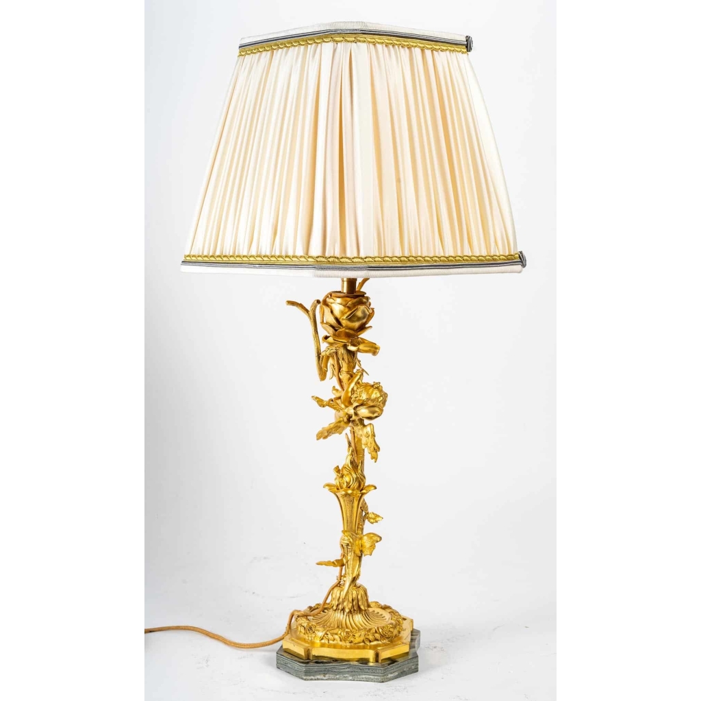 Lampe en bronze doré fin XIXème siècle | Biron Lampe en bronze doré fin XIXème siècle