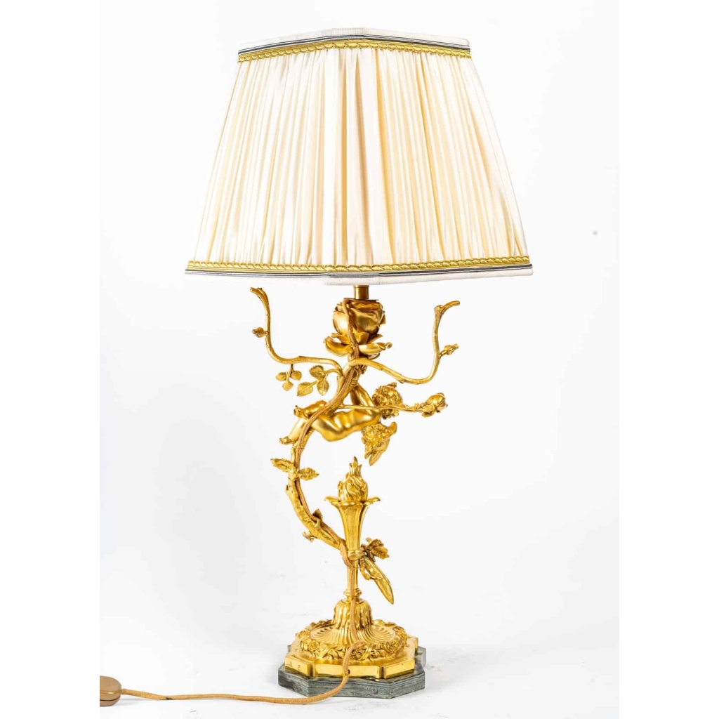Lampe en bronze doré fin XIXème siècle | Biron Lampe en bronze doré fin XIXème siècle