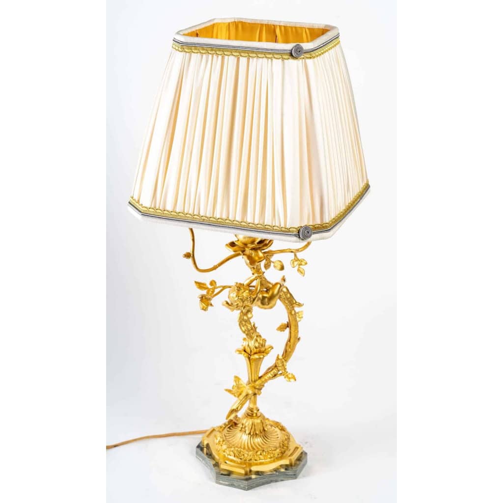 Lampe en bronze doré fin XIXème siècle | Biron Lampe en bronze doré fin XIXème siècle