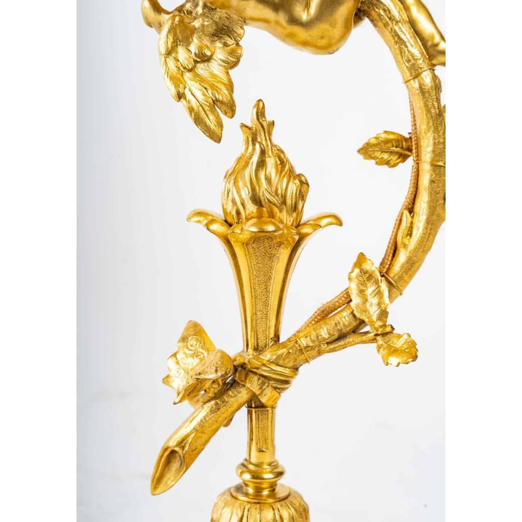 Lampe en bronze doré fin XIXème siècle | Biron Lampe en bronze doré fin XIXème siècle