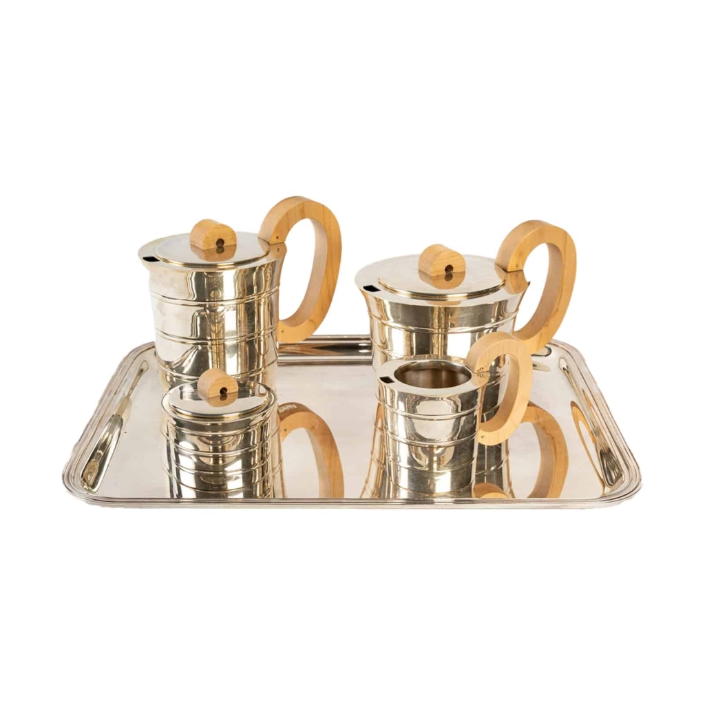 Jean Puiforcat Service thé -Café en argent massif et son plateau métal | Biron |||||||||||||||