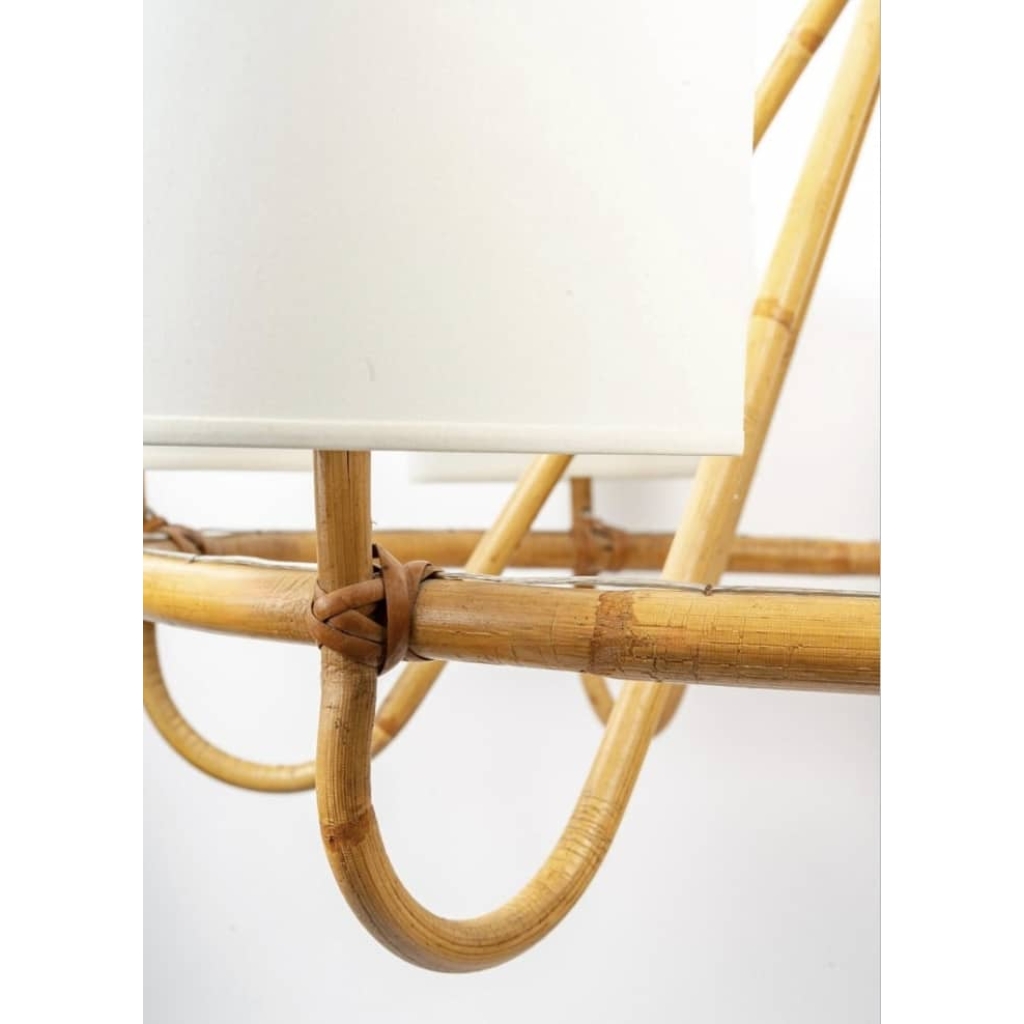 1950 Lustre en rotin Louis Sognot | Biron 1950 Lustre en rotin Louis Sognot