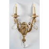 3 appliques à 2 lumières en fer forgé, début XXème siècle | Biron 3 appliques à 2 lumières en fer forgé, début XXème siècle