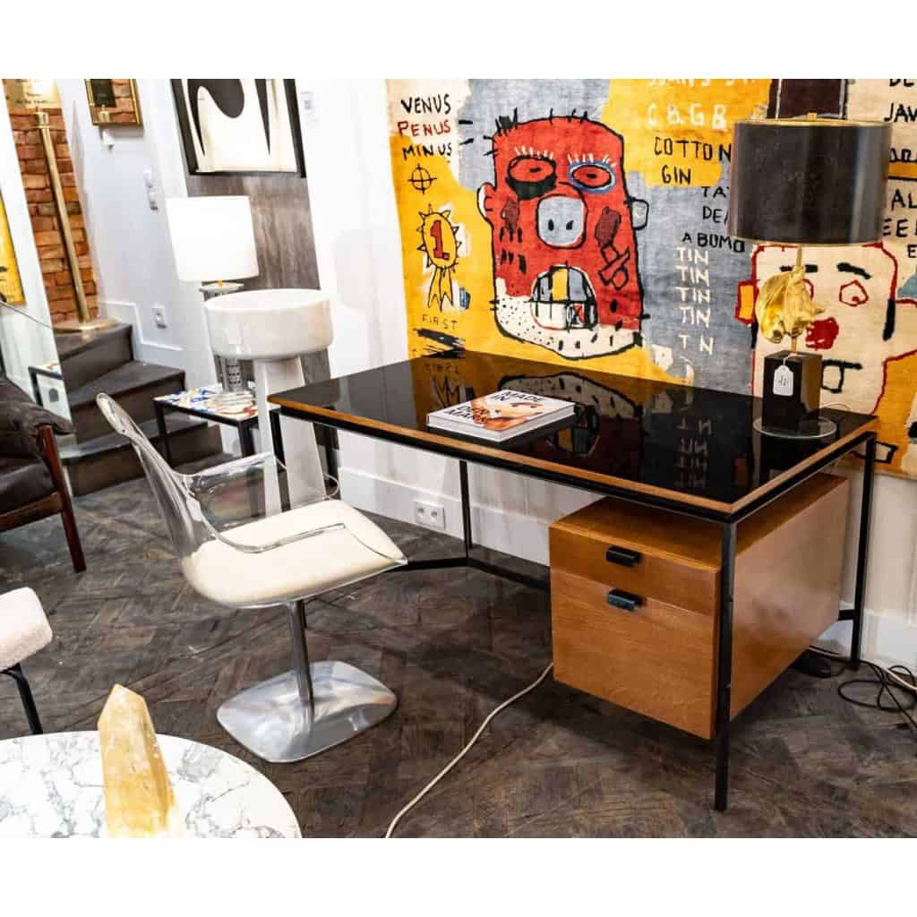 Pierre Paulin, Bureau en chêne et métal, années 1950 | Biron Pierre Paulin, Bureau en chêne et métal, années 1950
