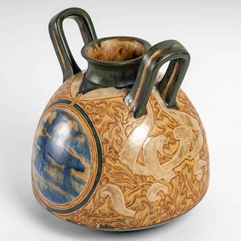Grand vase en grès de la manufacture HB.Quimper, XXe siècle. | Biron Grand vase en grès de la manufacture HB.Quimper, XXe siècle.