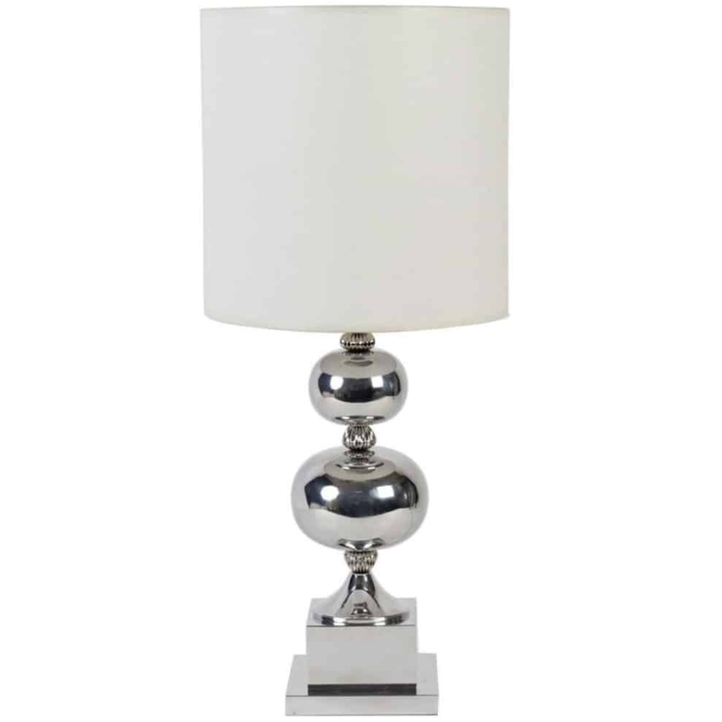 1970 Lampe boule en métal argenté Philippe Barbier | Biron |||||