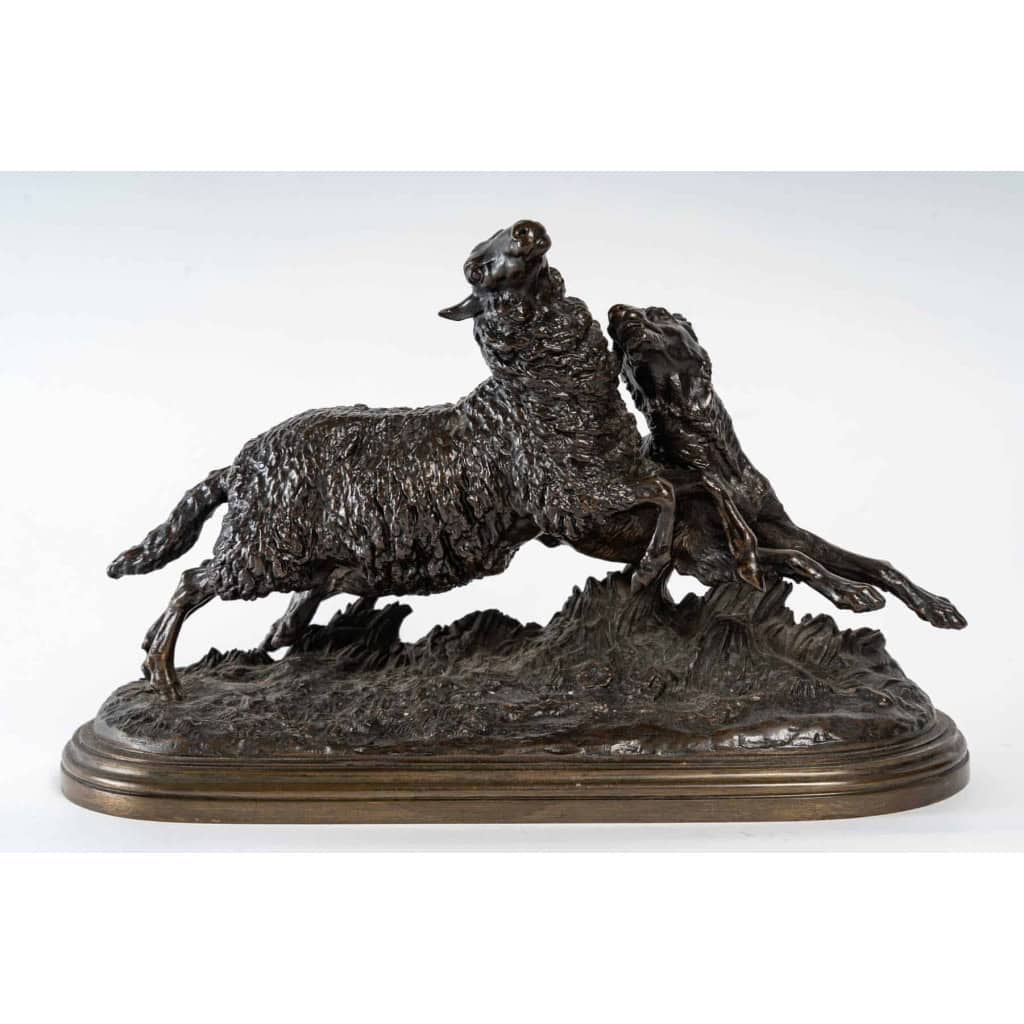 « Chien attaquant un mouton », bronze signée Isidore Bonheur, XIXème siècle | Biron ||||||||
