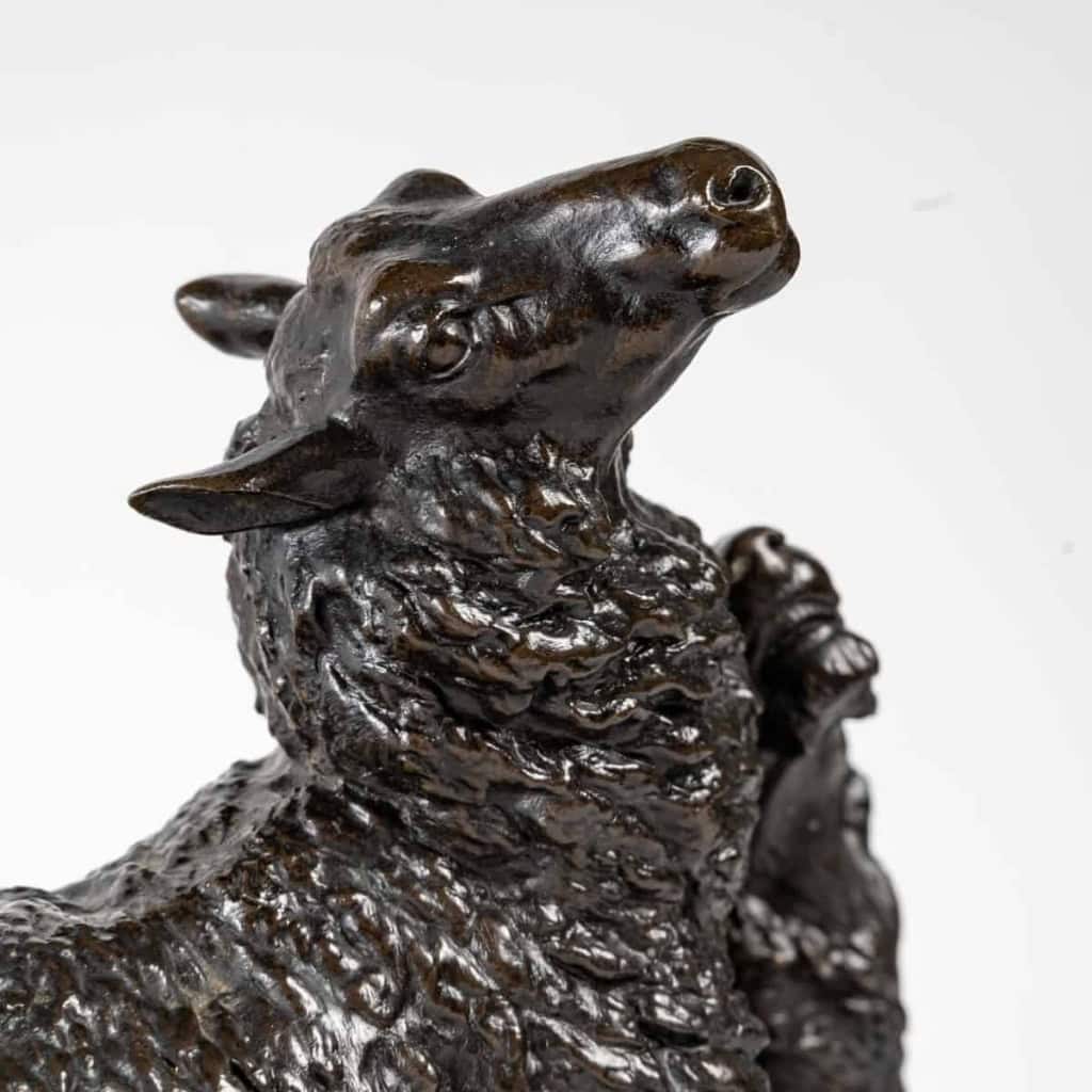 « Chien attaquant un mouton », bronze signée Isidore Bonheur, XIXème siècle | Biron "Chien attaquant un mouton", bronze signée Isidore Bonheur, XIXème siècle