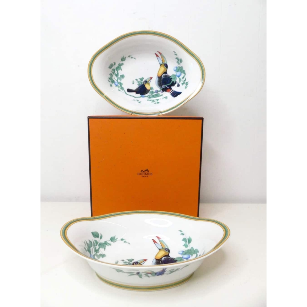 Hermes « Les TOUCANS » : Paire de corbeilles à pain | Biron Hermes "Les TOUCANS" : Paire de corbeilles à pain