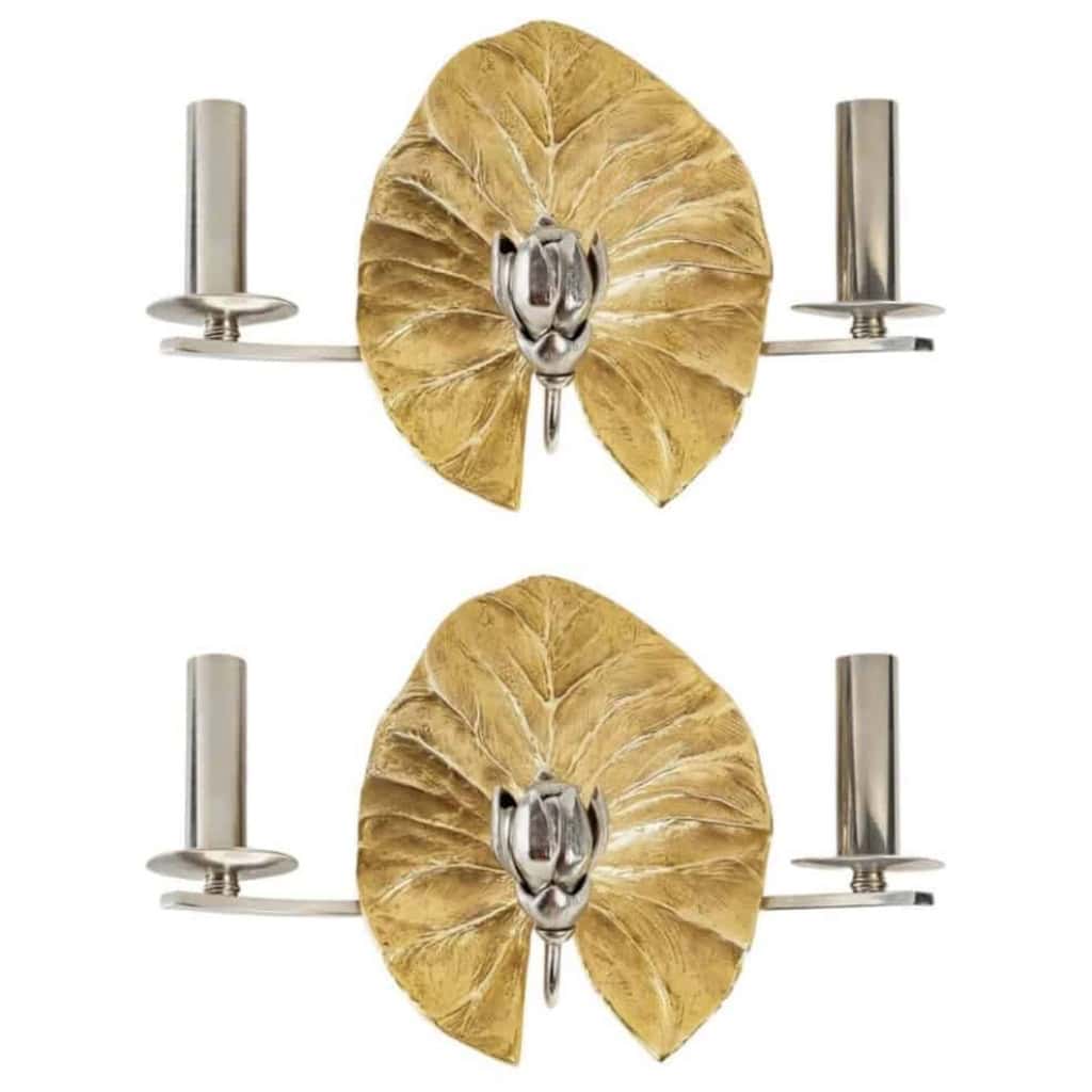 1970 Paire d’ Appliques « fleur de Nénuphar en bouton » signé Chrystiane Charles 1970 | Biron ||||||