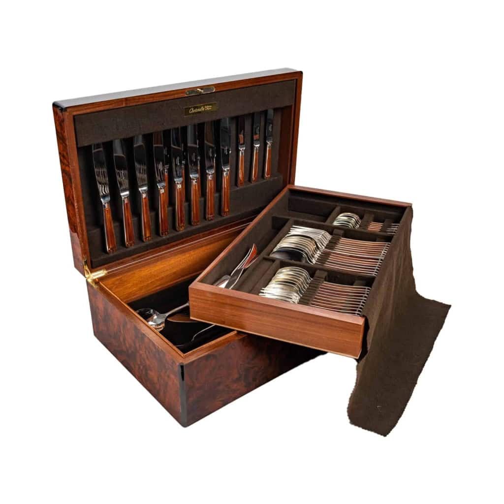 CHRISTOFLE : Ménagère « Talisman » laque de chine « Sienne » 81 pièces | Biron ||||||||||||||
