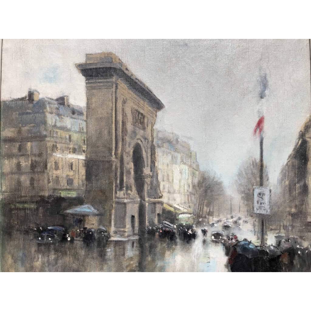 Herve Jules Tableau Impressionniste 20è Paris Porte St Martin Grands Boulevards huile toile signée Certificat d’authenticité | Biron Herve Jules Tableau Impressionniste 20è Paris Porte St Martin Grands Boulevards huile toile signée