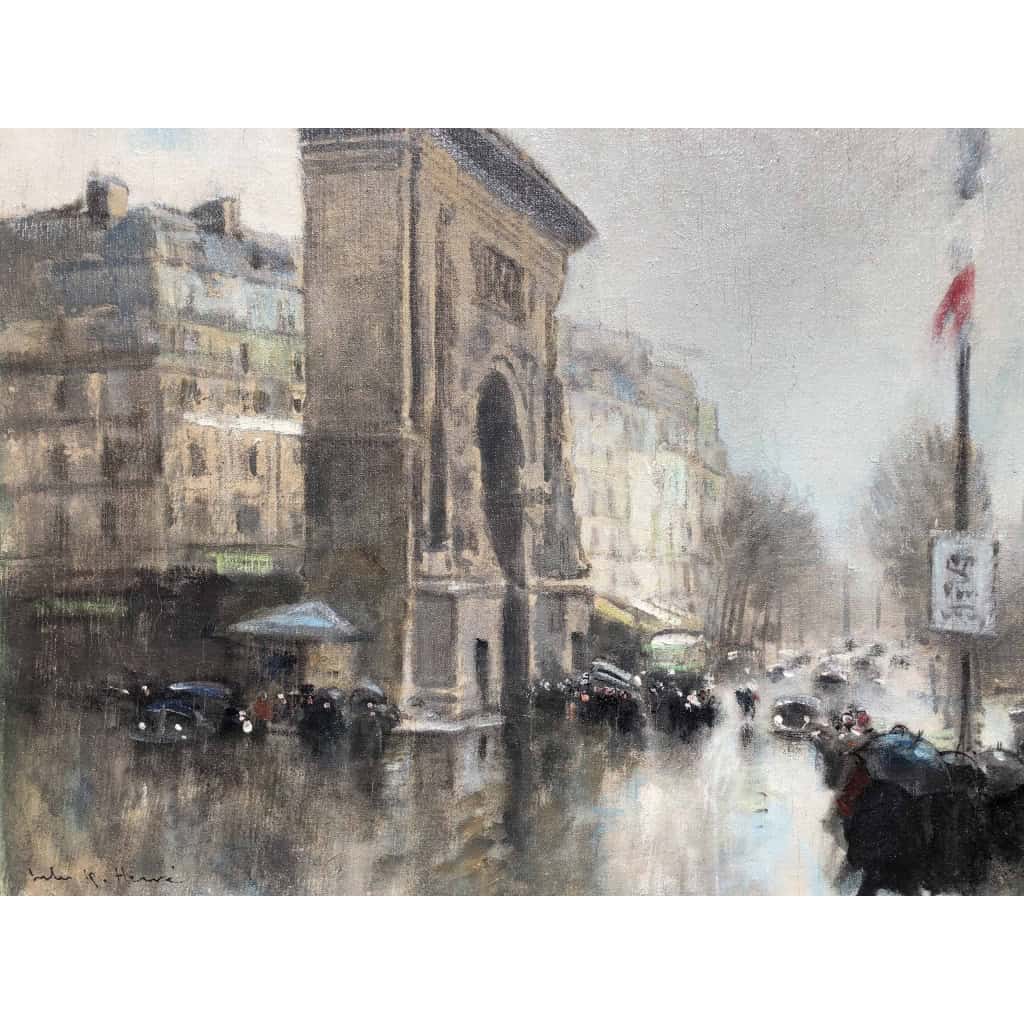 Herve Jules Tableau Impressionniste 20è Paris Porte St Martin Grands Boulevards huile toile signée Certificat d’authenticité | Biron Herve Jules Tableau Impressionniste 20è Paris Porte St Martin Grands Boulevards huile toile signée