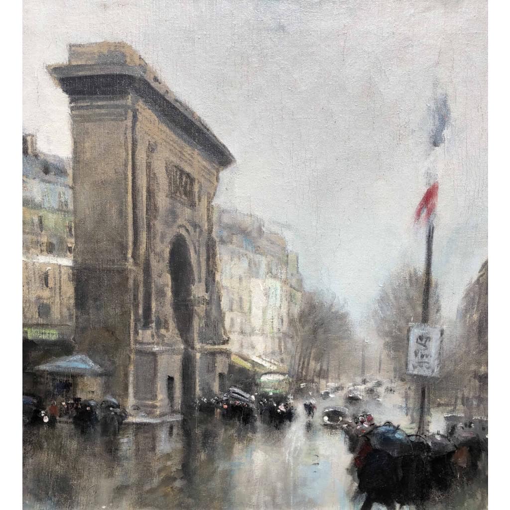 Herve Jules Tableau Impressionniste 20è Paris Porte St Martin Grands Boulevards huile toile signée Certificat d’authenticité | Biron Herve Jules Tableau Impressionniste 20è Paris Porte St Martin Grands Boulevards huile toile signée