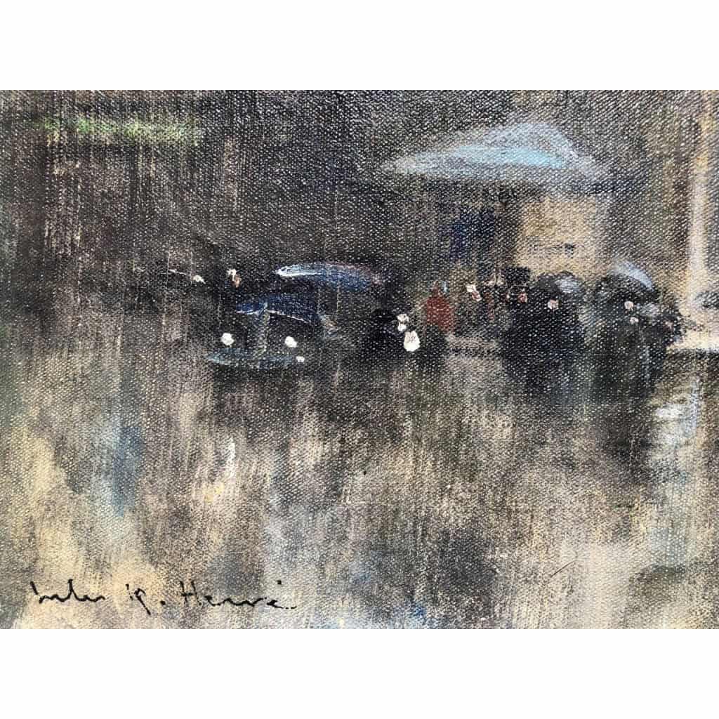 Herve Jules Tableau Impressionniste 20è Paris Porte St Martin Grands Boulevards huile toile signée Certificat d’authenticité | Biron Herve Jules Tableau Impressionniste 20è Paris Porte St Martin Grands Boulevards huile toile signée