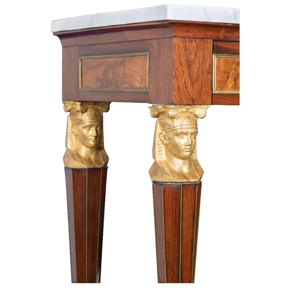 Console Italienne d’époque Empire à têtes d’Egyptiens. | Biron Console Italienne d’époque Empire à têtes d’Egyptiens.