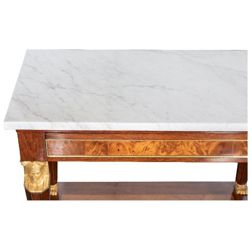 Console Italienne d’époque Empire à têtes d’Egyptiens. | Biron Console Italienne d’époque Empire à têtes d’Egyptiens.