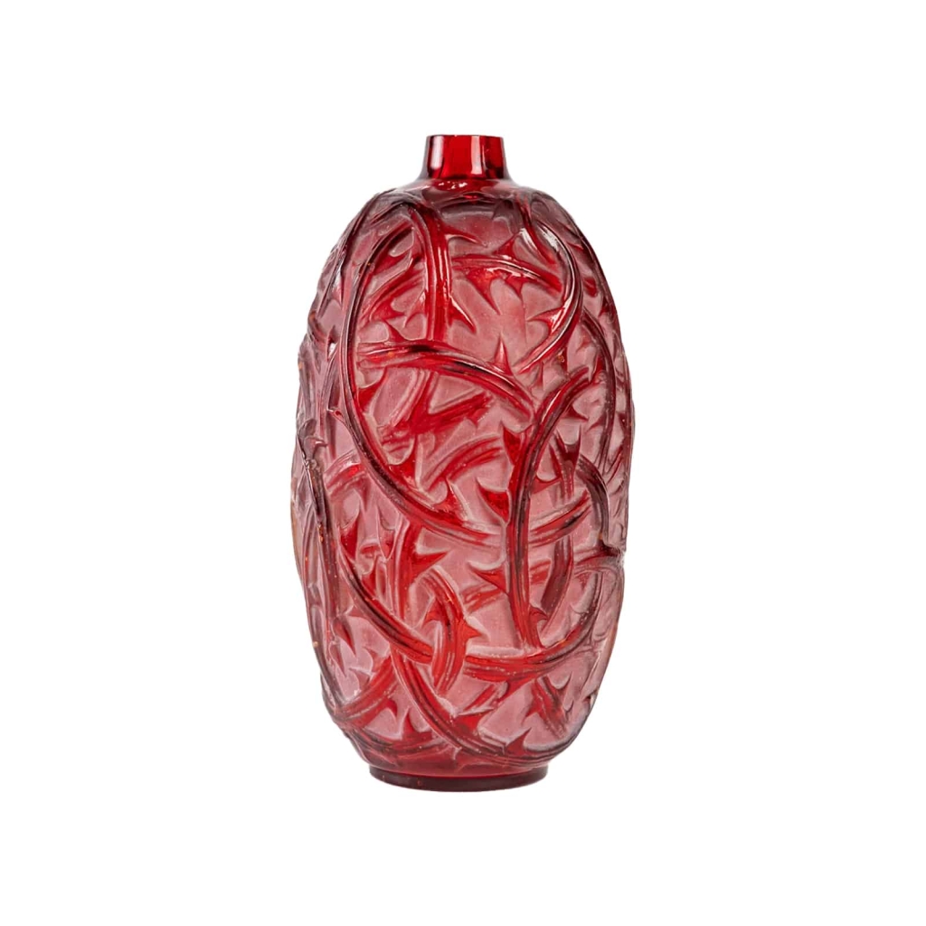 René Lalique : 1921 Vase « Ronce » teinté rouge | Biron |||||||