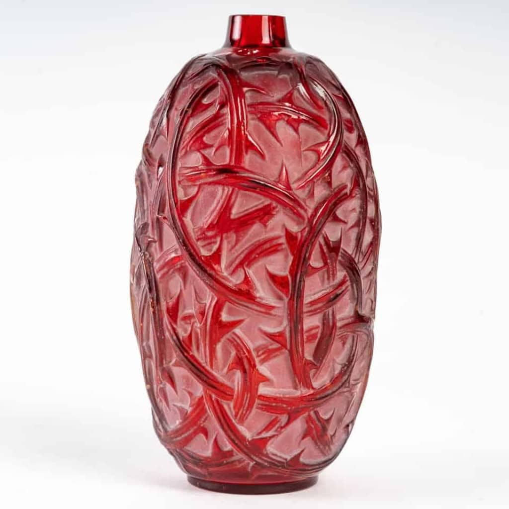 René Lalique : 1921 Vase « Ronce » teinté rouge | Biron René Lalique : 1921 Vase « Ronce » teinté rouge