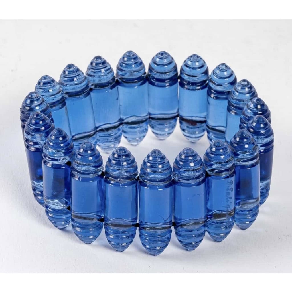 Bracelet Art Déco « Renaissance » verre bleu saphir de René LALIQUE | Biron |||||
