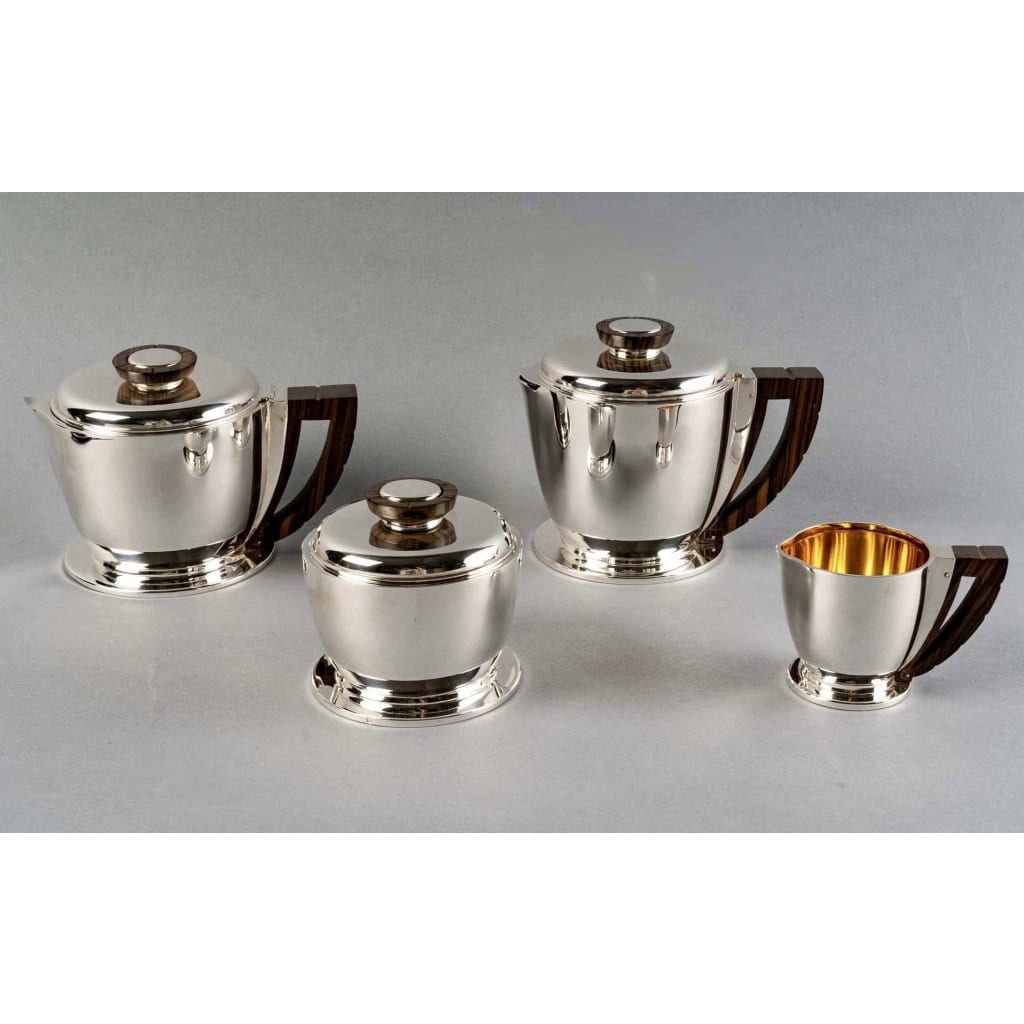 Service Egoïste Thé et Café argent massif et prises en macassar de Jean E. PUIFORCAT | Biron |||||||||||||