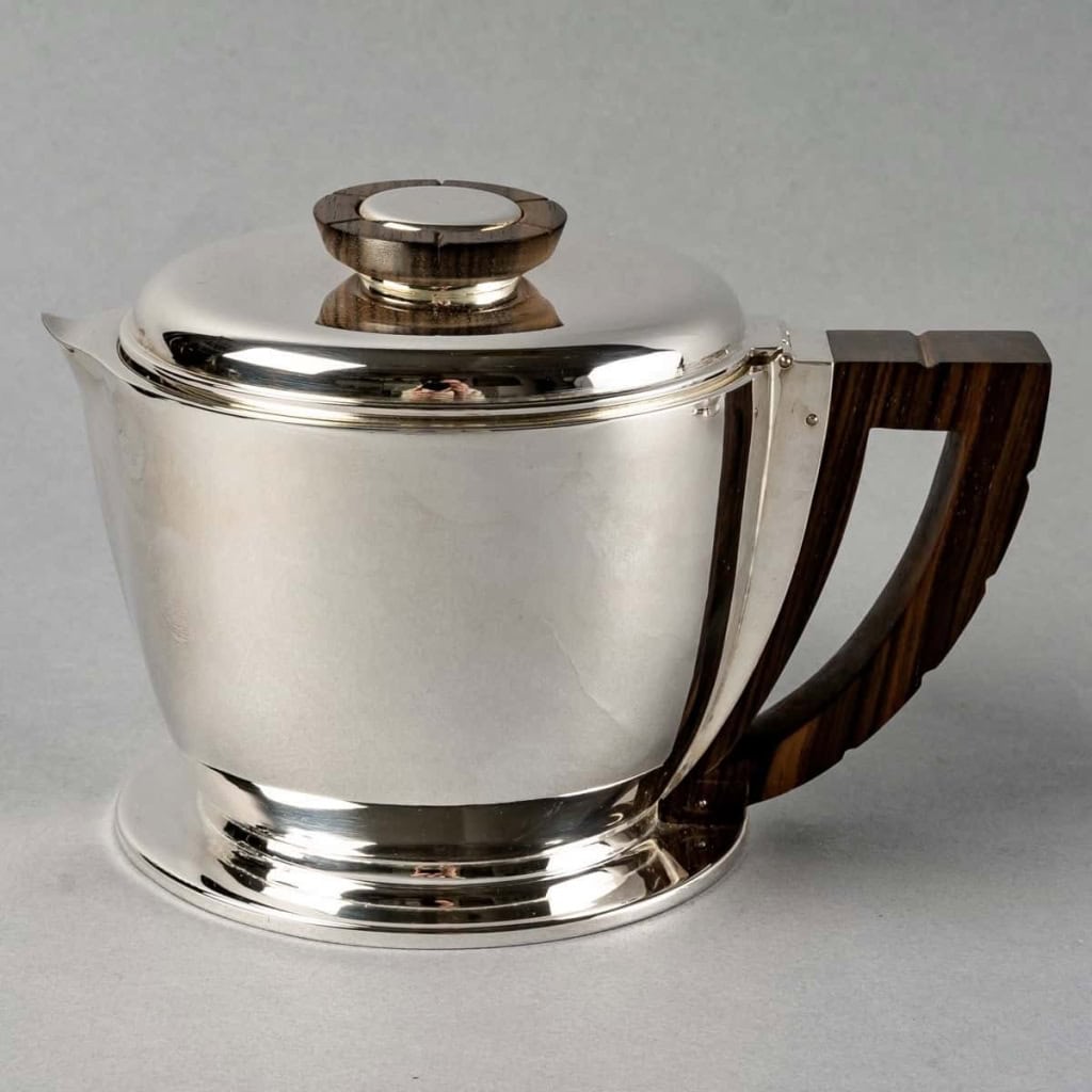 Service Egoïste Thé et Café argent massif et prises en macassar de Jean E. PUIFORCAT | Biron Service Egoïste Thé et Café argent massif et prises en macassar de Jean E. PUIFORCAT