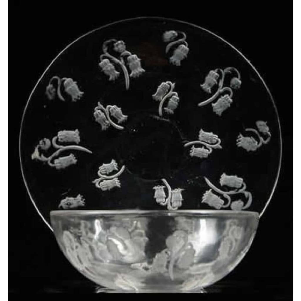 René LALIQUE (1860-1945) : Bol et Assiette « Campana » | Biron René LALIQUE (1860-1945) : Bol et Assiette "Campana"