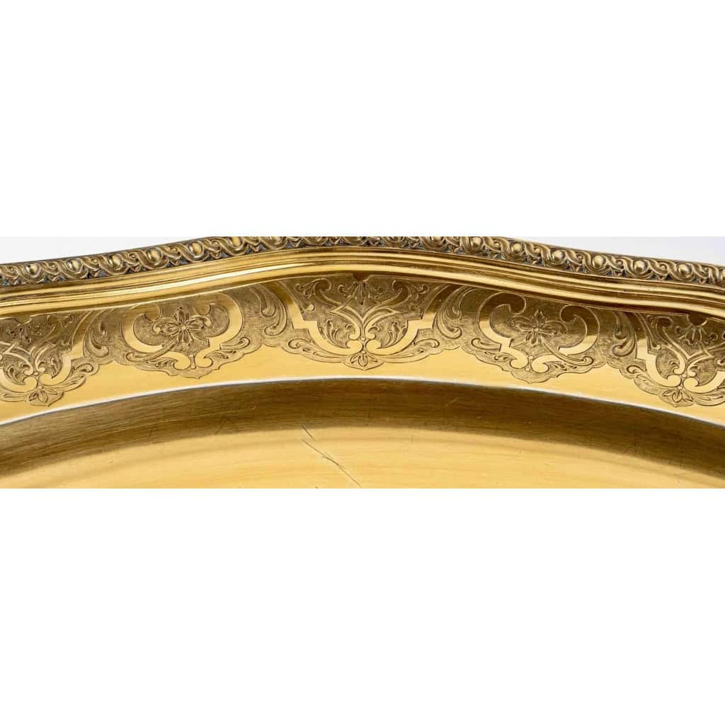 Suite de 7 plats de service "Elysée" en vermeil (argent massif plaqué or) de PUIFORCAT