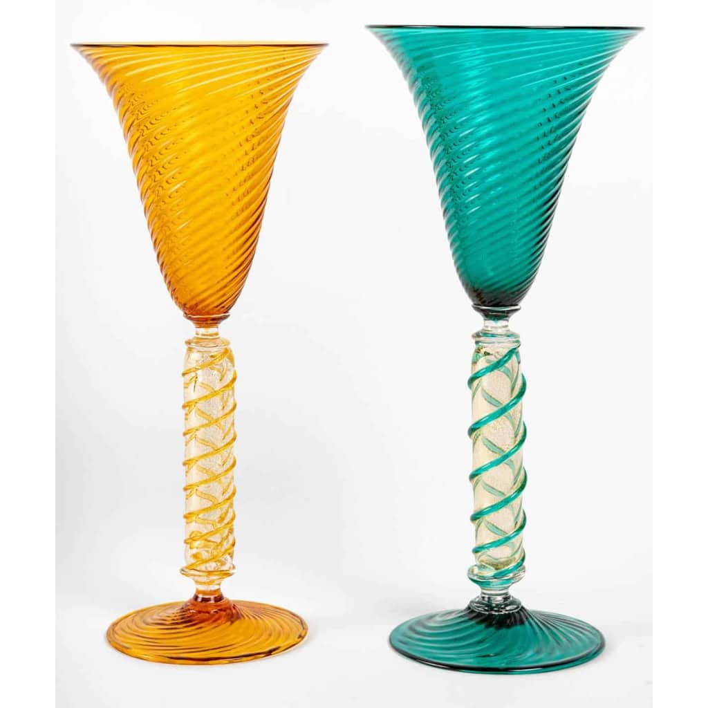 9 verres Venise, Milieu XXème siècle, Gino Cénéoleze (1940) | Biron 9 verres Venise, Milieu XXème siècle, Gino Cénéoleze (1940)