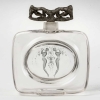 Flacon « Méplat Deux Figurines avec Bouchon Figurine » verre blanc patiné gris de René LALIQUE | Biron |||||||