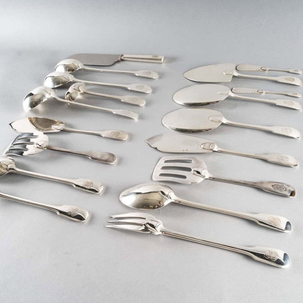 Ménagère "Louvois" argent massif de PUIFORCAT - 162 Pièces