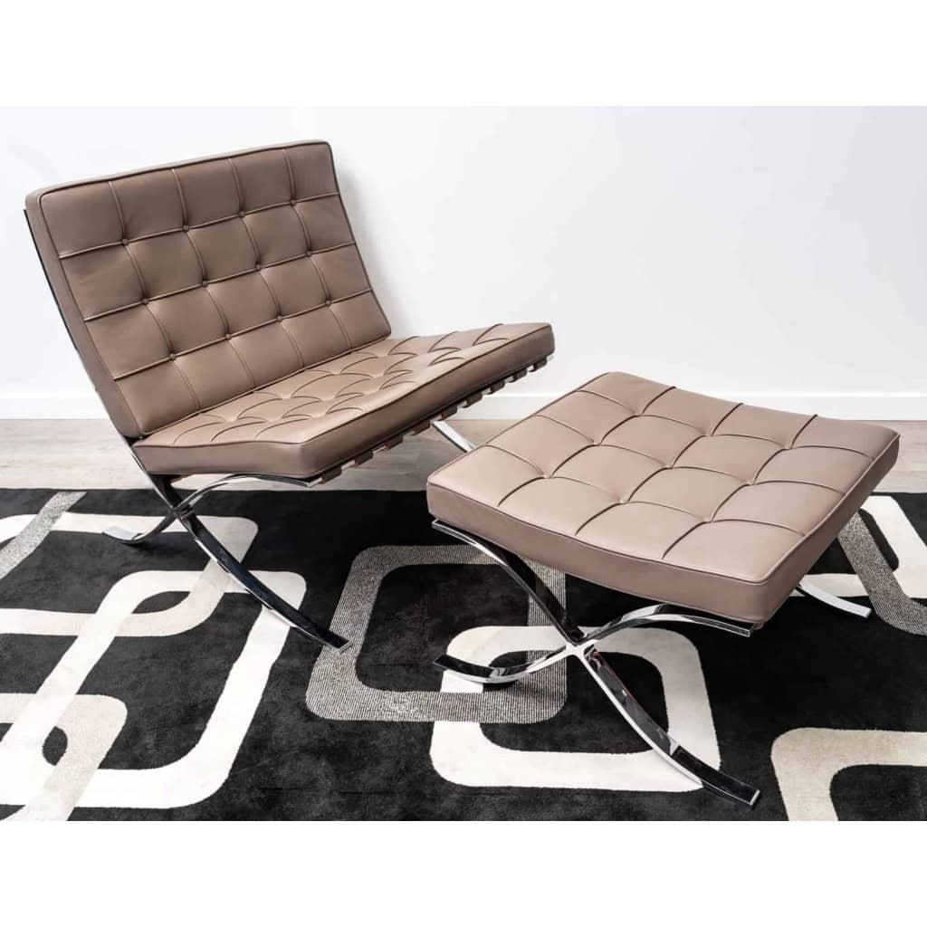 Chauffeuse & Ottoman « Barcelona » – Knoll International – Ludwig MIES VAN DER ROHE | Biron |||||||