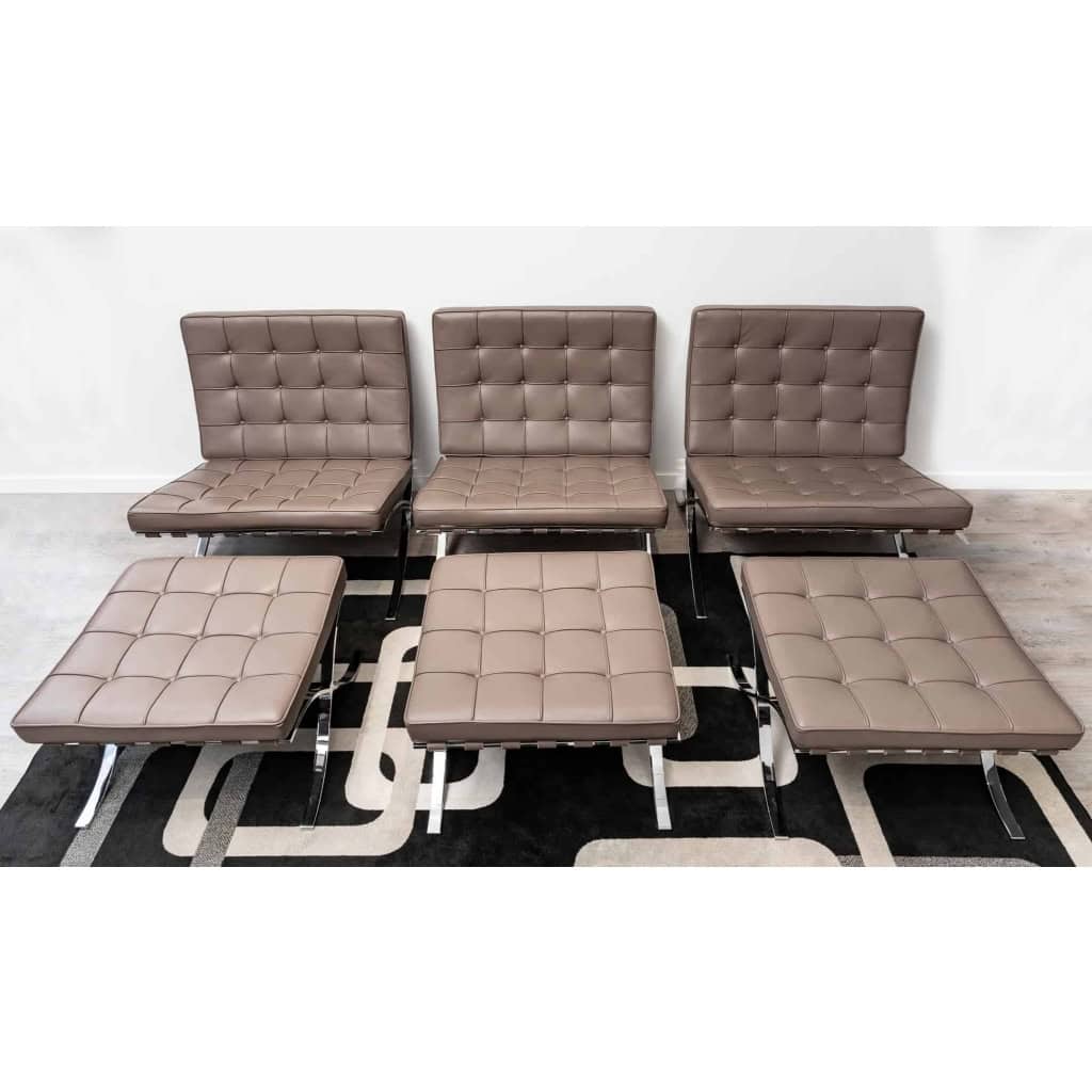 Chauffeuse & Ottoman « Barcelona » – Knoll International – Ludwig MIES VAN DER ROHE | Biron Chauffeuse & Ottoman "Barcelona" - Knoll International - Ludwig MIES VAN DER ROHE