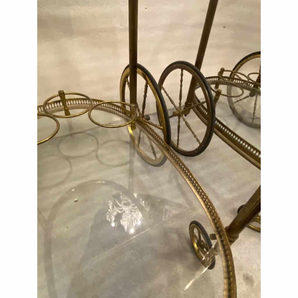 1970′ Pair of Rolling Bars or Serving Carts in Gilt Bronze Maison Bagués | Biron 1970′ Pair of Rolling Bars or Serving Carts in Gilt Bronze Maison Bagués