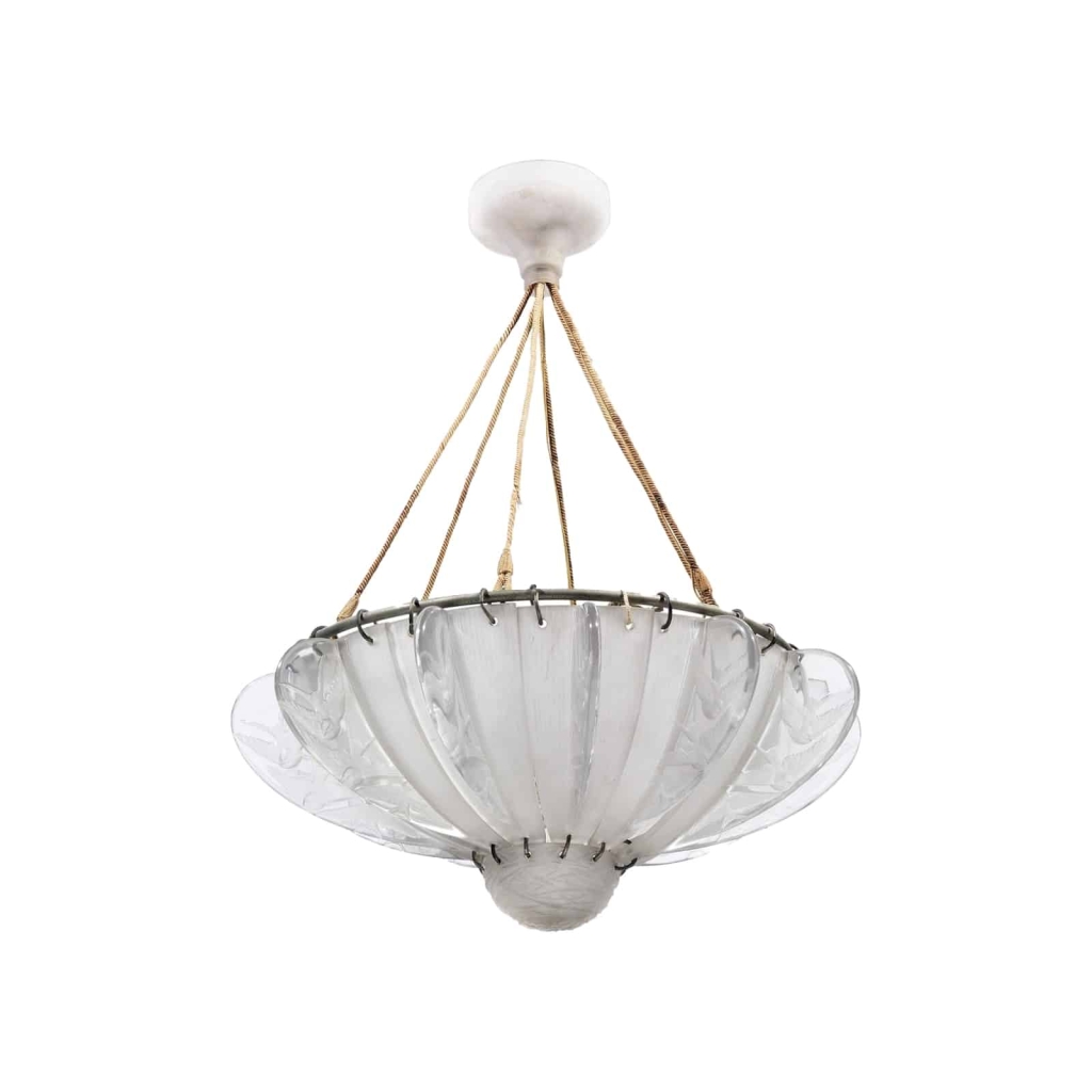 René Lalique (1860-1945) : Lustre Modèle « Hirondelles » | Biron ||||