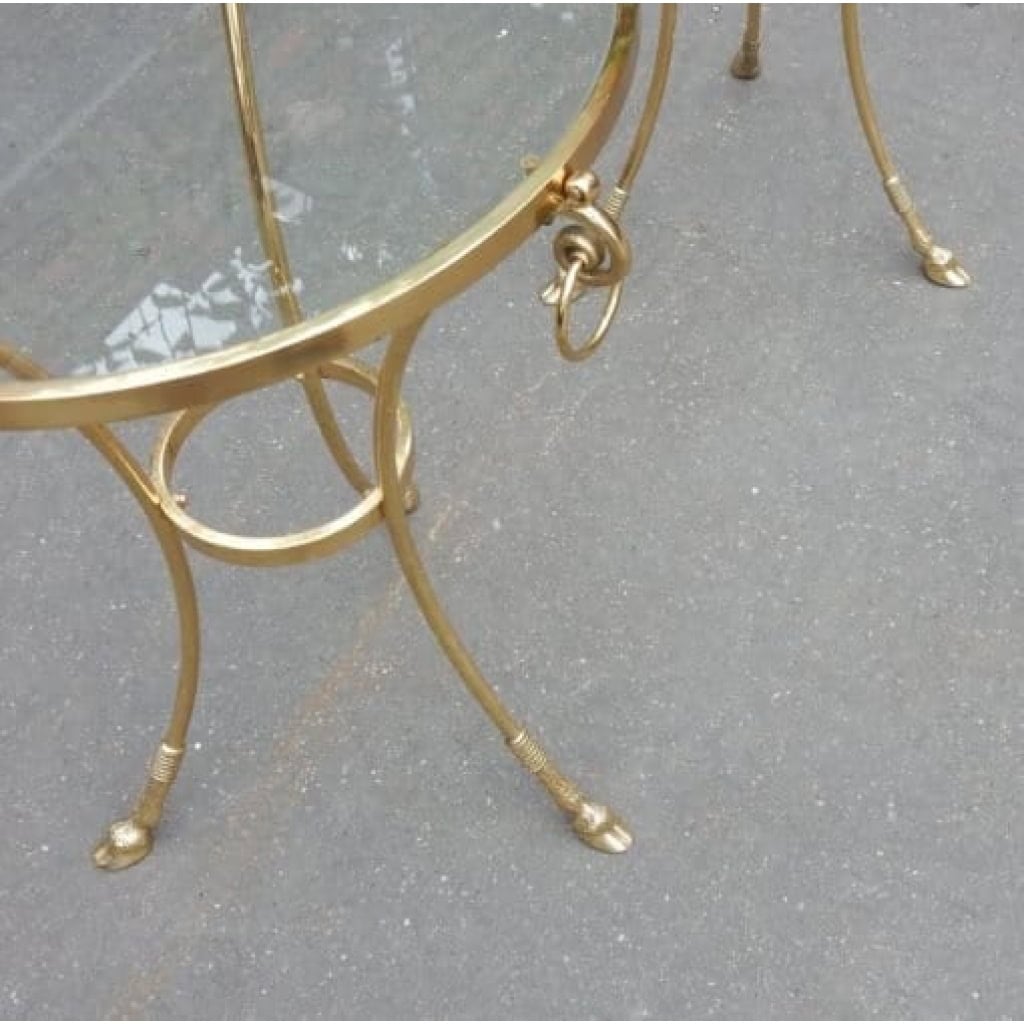 1970/80′ Paire de Guéridons Bronze Doré Style Maison Charles Italie Diam 60 cm | Biron 1970/80′ Paire de Guéridons Bronze Doré Style Maison Charles Italie Diam 60 cm