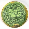 Broche « Nid d’Oiseaux » verre blanc patiné gris sur clinquant vert de René LALIQUE | Biron |||||