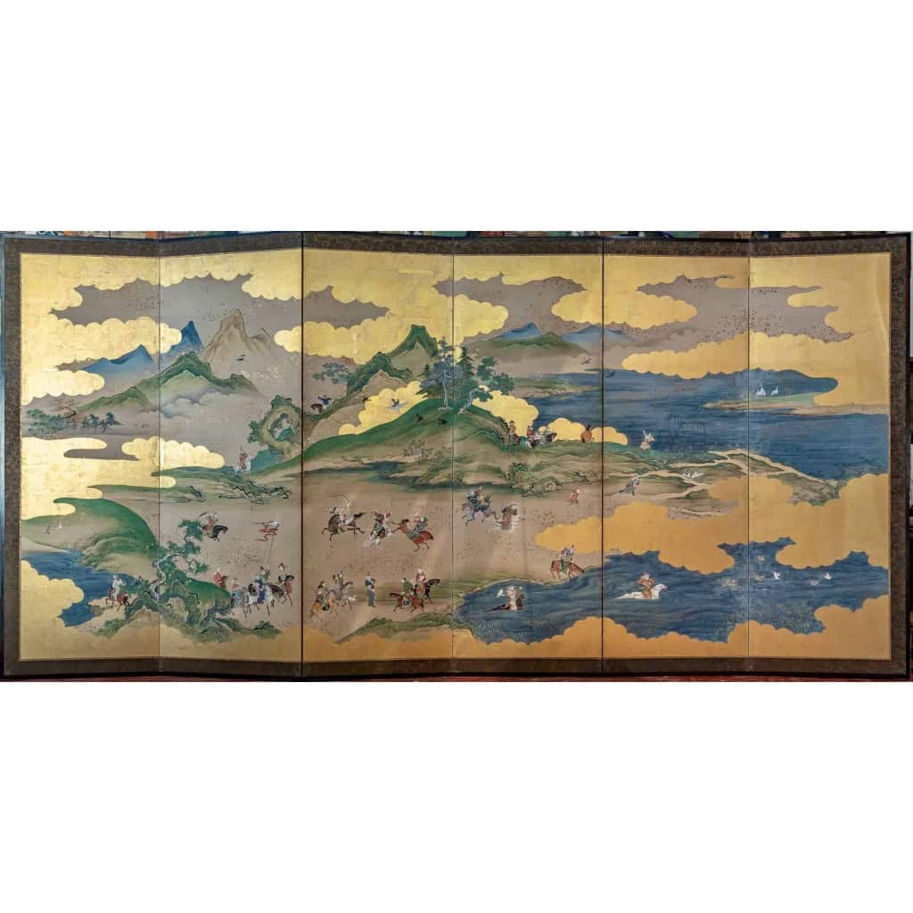 Rare Paravent Japonais d’une Scène de Chasse 17/18ème | Biron Rare Paravent Japonais d'une Scène de Chasse 17/18ème
