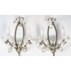 Paire d’appliques miroirs à 2 branches en bronze argenté et pampilles | Biron |||||||