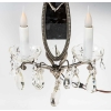 Paire d’appliques miroirs à 2 branches en bronze argenté et pampilles | Biron Paire d'appliques miroirs à 2 branches en bronze argenté et pampilles