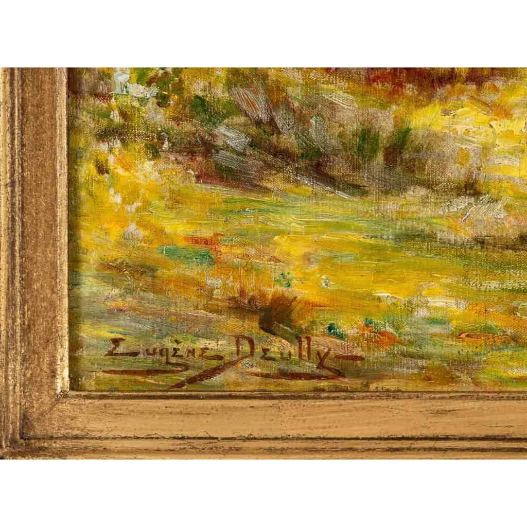 Huile sur toile par Deully Eugène, « étang à la campagne » | Biron Huile sur toile par Deully Eugène, "étang à la campagne"