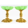 Paire de coupes en opaline vert et base en bronze doré fin XIXème siècle | Biron Paire de coupes en opaline vert et base en bronze doré fin XIXème siècle