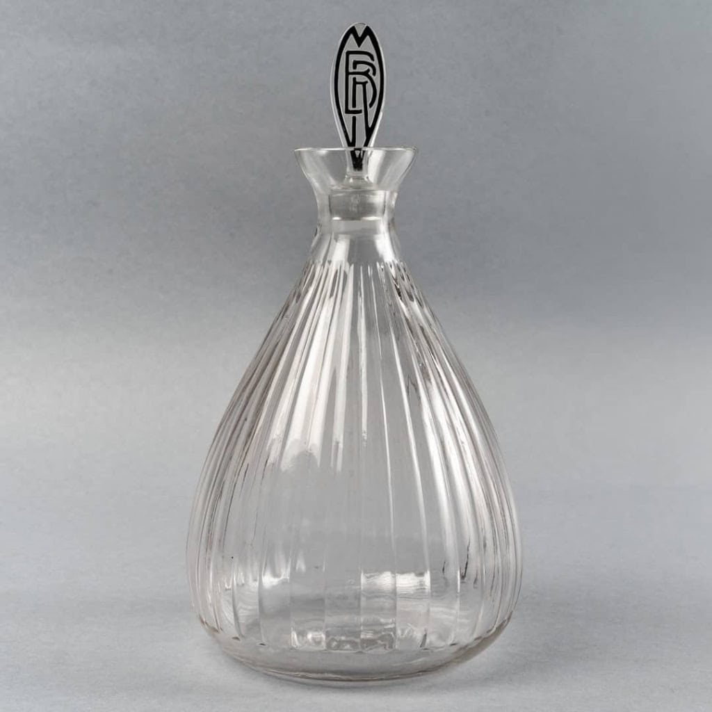 Carafe « Marie Brizard » verre blanc émaillé noir de René LALIQUE | Biron |||||